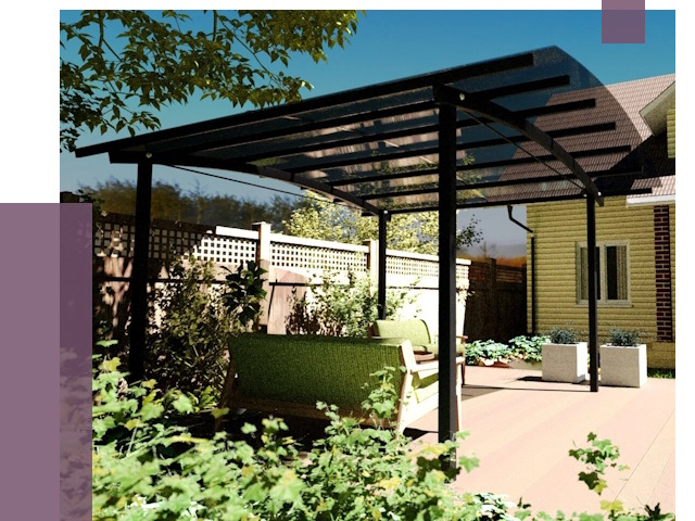 Навесы для террасы в Павлове от 12925 руб. под ключ | ПРОЛЁТ-Пвв