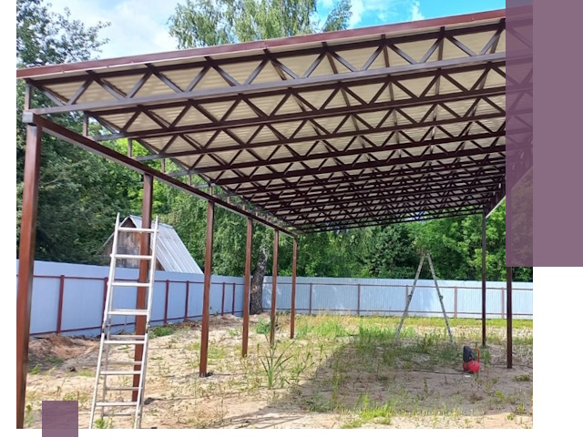 Односкатные навесы под ключ в Павлове — изготовление и монтаж