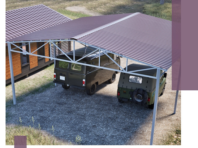 Двускатные навесы под ключ в Павлове — изготовление и монтаж