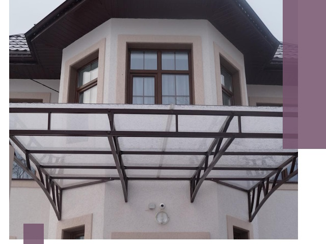 Козырьки из поликарбоната под ключ в Павлове